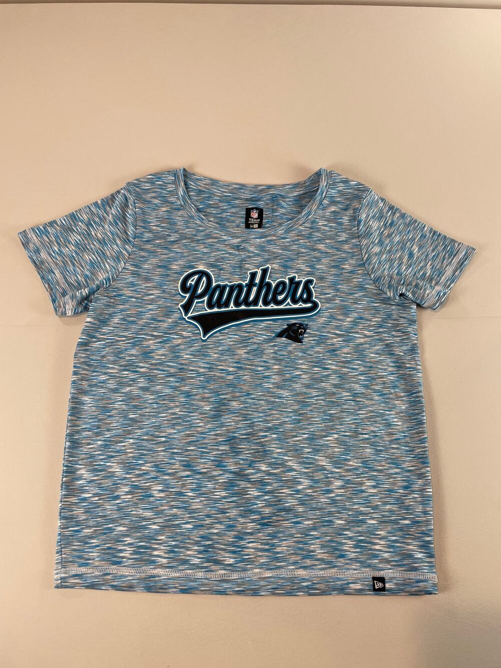 New Era NFL Team Apparel Womens Blue Heather Carolina Panthers Tee Shirt Size M
